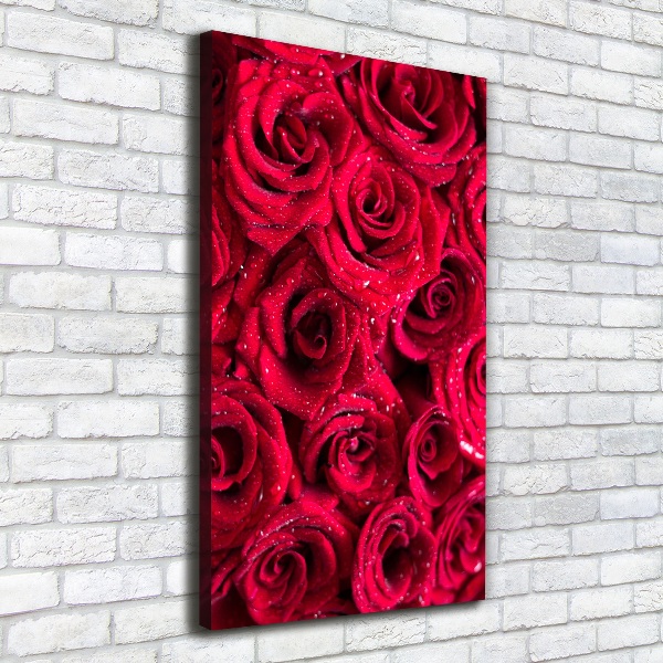 Cuadro moderno en lienzo resistente uv vertical rosas rojas