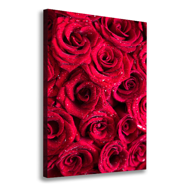 Cuadro moderno en lienzo resistente uv vertical rosas rojas