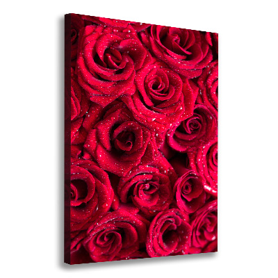 Cuadro moderno en lienzo resistente uv vertical rosas rojas