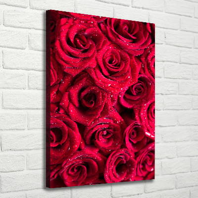 Cuadro moderno en lienzo resistente uv vertical rosas rojas
