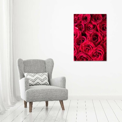Cuadro moderno en lienzo resistente uv vertical rosas rojas