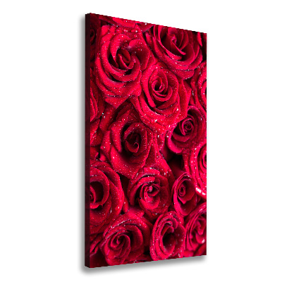 Cuadro moderno en lienzo resistente uv vertical rosas rojas