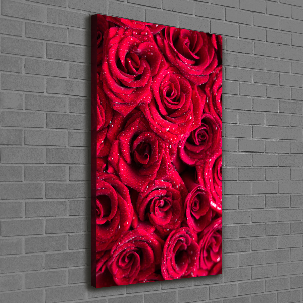 Cuadro moderno en lienzo resistente uv vertical rosas rojas