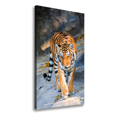 Cuadro canvas decorativo para salón vertical Tigre