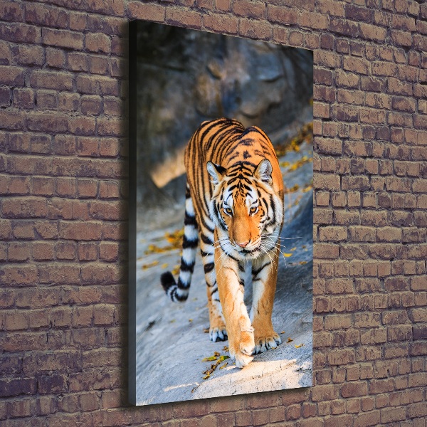 Cuadro canvas decorativo para salón vertical Tigre