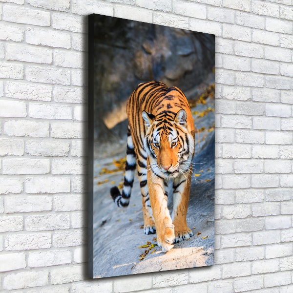 Cuadro canvas decorativo para salón vertical Tigre
