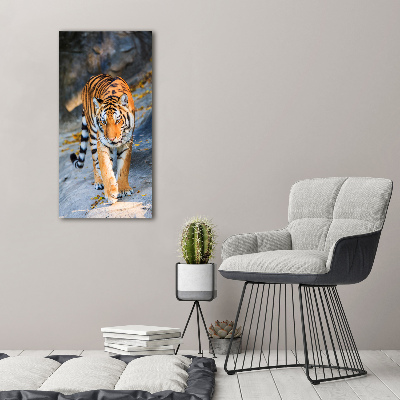 Cuadro canvas decorativo para salón vertical Tigre