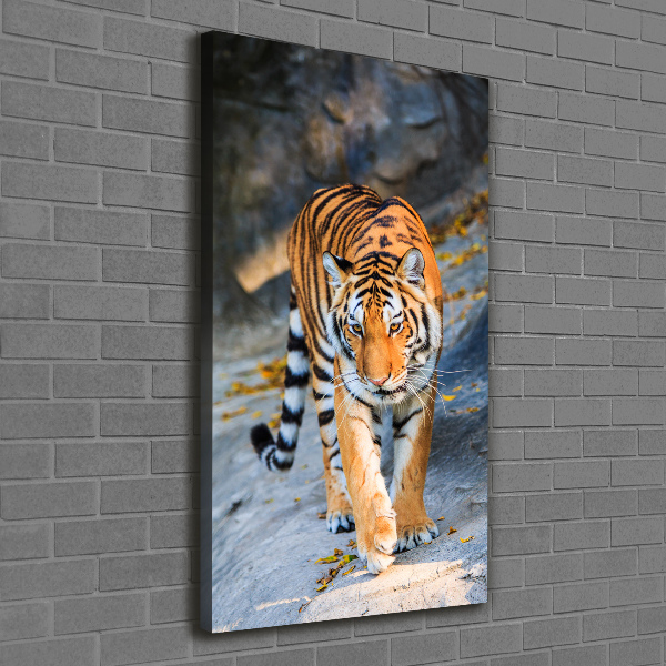 Cuadro canvas decorativo para salón vertical Tigre