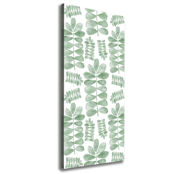 Cuadro canvas decorativo para salón vertical hojas de eucalipto