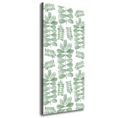 Cuadro canvas decorativo para salón vertical hojas de eucalipto