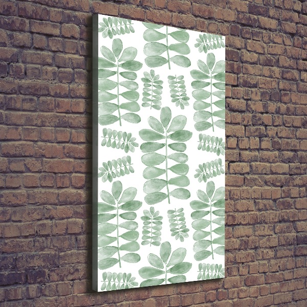 Cuadro canvas decorativo para salón vertical hojas de eucalipto