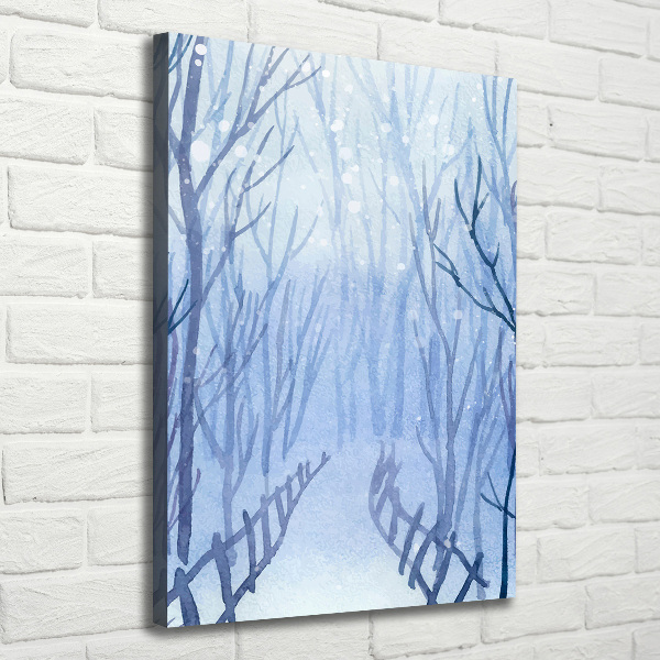 Cuadro moderno en lienzo resistente uv vertical Bosque en invierno
