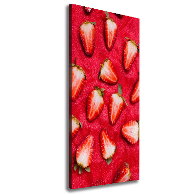 Cuadro canvas decorativo para salón vertical fresas