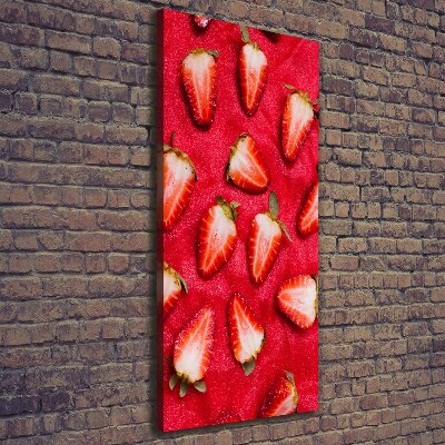 Cuadro canvas decorativo para salón vertical fresas