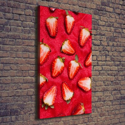 Cuadro canvas decorativo para salón vertical fresas