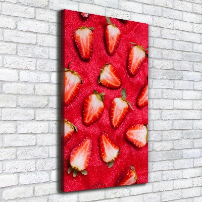 Cuadro canvas decorativo para salón vertical fresas