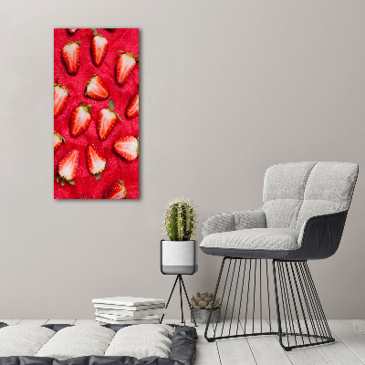 Cuadro canvas decorativo para salón vertical fresas