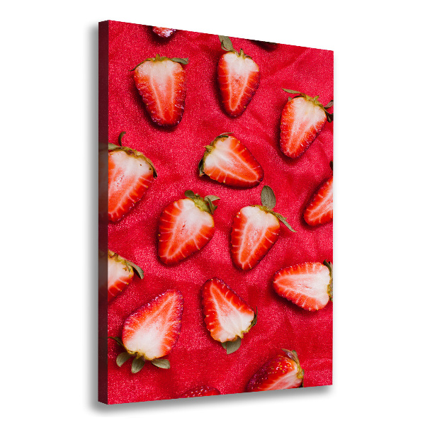 Cuadro canvas decorativo para salón vertical fresas