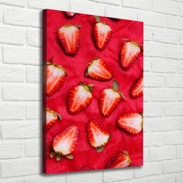 Cuadro canvas decorativo para salón vertical fresas