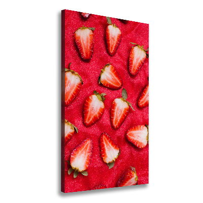 Cuadro canvas decorativo para salón vertical fresas