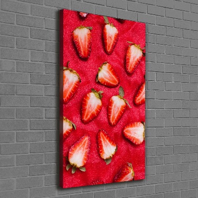 Cuadro canvas decorativo para salón vertical fresas
