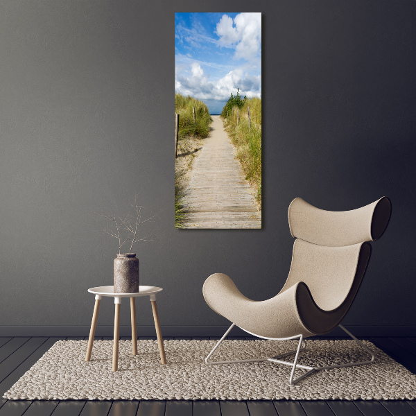 Cuadro canvas decorativo para salón vertical Camino a la playa