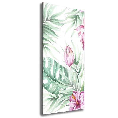 Cuadro canvas decorativo para salón vertical Patrón hawaiano