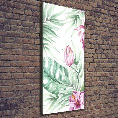 Cuadro canvas decorativo para salón vertical Patrón hawaiano