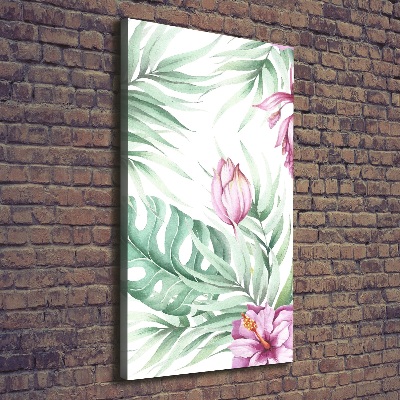 Cuadro canvas decorativo para salón vertical Patrón hawaiano