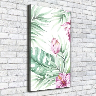 Cuadro canvas decorativo para salón vertical Patrón hawaiano