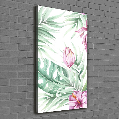 Cuadro canvas decorativo para salón vertical Patrón hawaiano