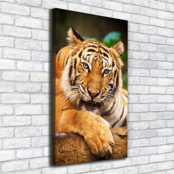 Cuadro canvas decorativo para salón vertical tigre de Bengala