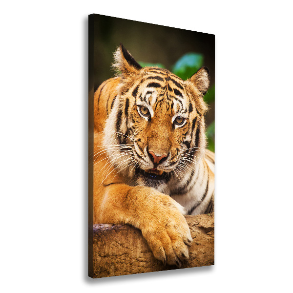 Cuadro canvas decorativo para salón vertical tigre de Bengala