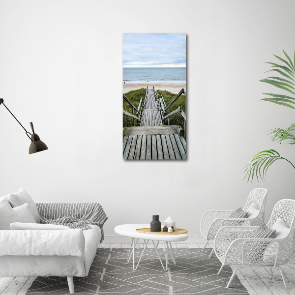 Cuadro canvas decorativo para salón vertical Camino a la playa