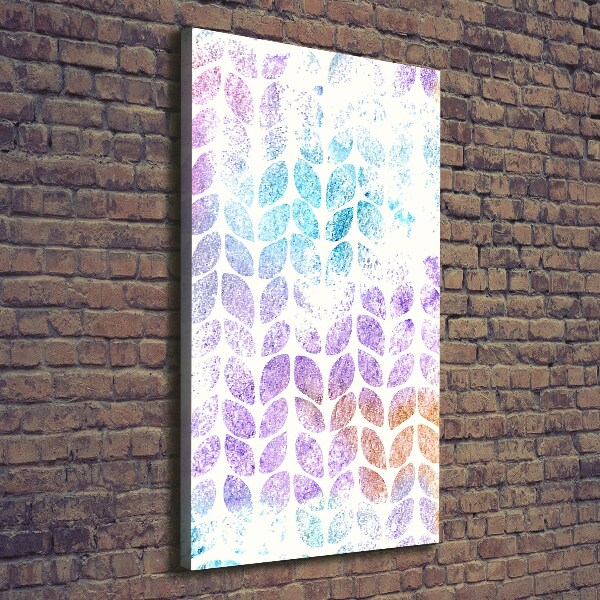 Cuadro canvas decorativo para salón vertical Hojas coloridas