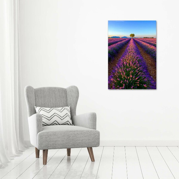 Cuadro moderno en lienzo resistente uv vertical campo de lavanda