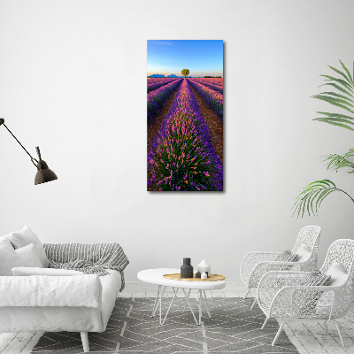 Cuadro moderno en lienzo resistente uv vertical campo de lavanda