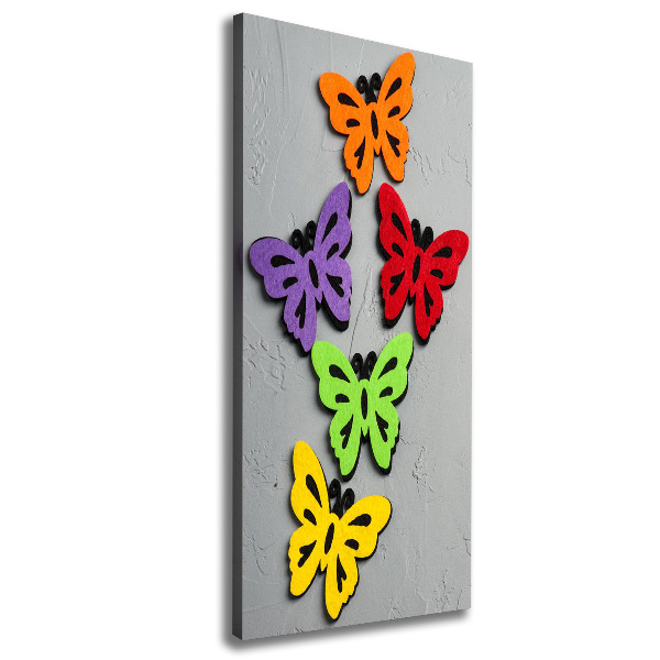 Cuadro canvas decorativo para salón vertical mariposas coloridas