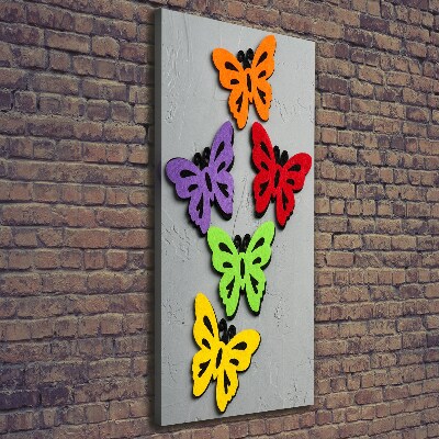 Cuadro canvas decorativo para salón vertical mariposas coloridas