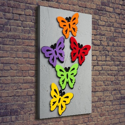 Cuadro canvas decorativo para salón vertical mariposas coloridas