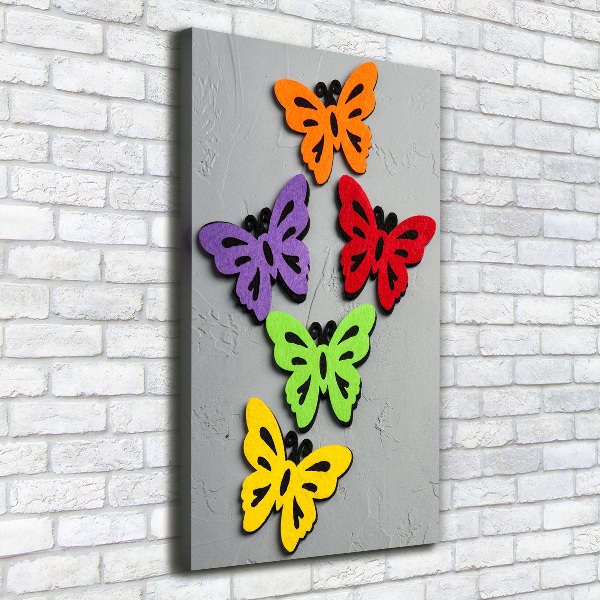 Cuadro canvas decorativo para salón vertical mariposas coloridas