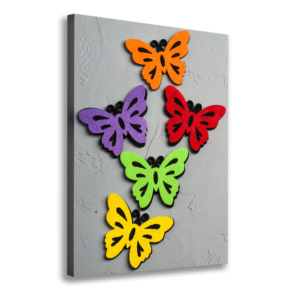 Cuadro canvas decorativo para salón vertical mariposas coloridas