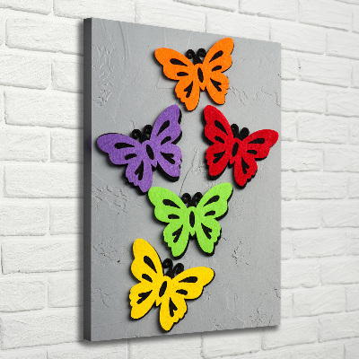Cuadro canvas decorativo para salón vertical mariposas coloridas