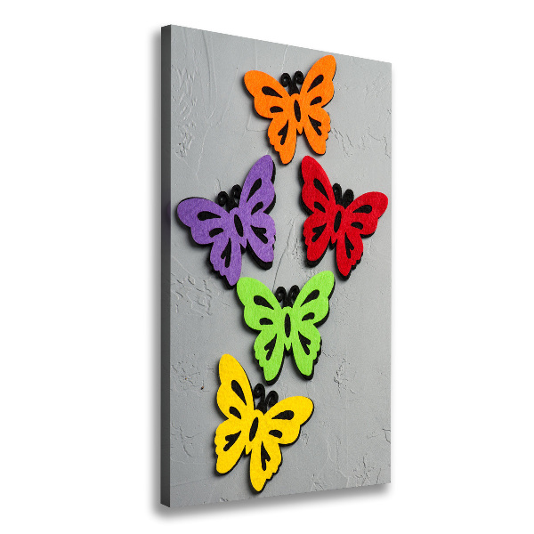 Cuadro canvas decorativo para salón vertical mariposas coloridas