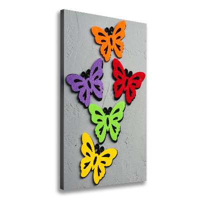 Cuadro canvas decorativo para salón vertical mariposas coloridas