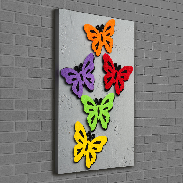 Cuadro canvas decorativo para salón vertical mariposas coloridas