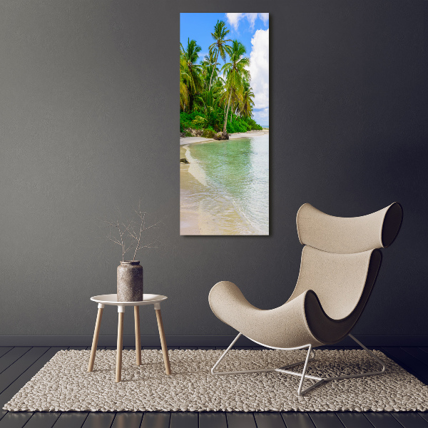 Cuadro canvas decorativo para salón vertical Playa tropical