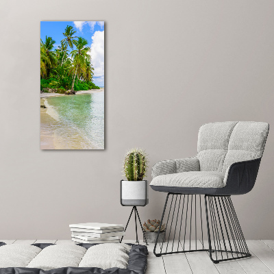 Cuadro canvas decorativo para salón vertical Playa tropical
