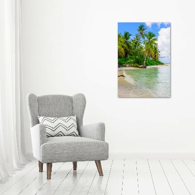 Cuadro canvas decorativo para salón vertical Playa tropical