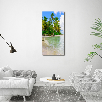 Cuadro canvas decorativo para salón vertical Playa tropical